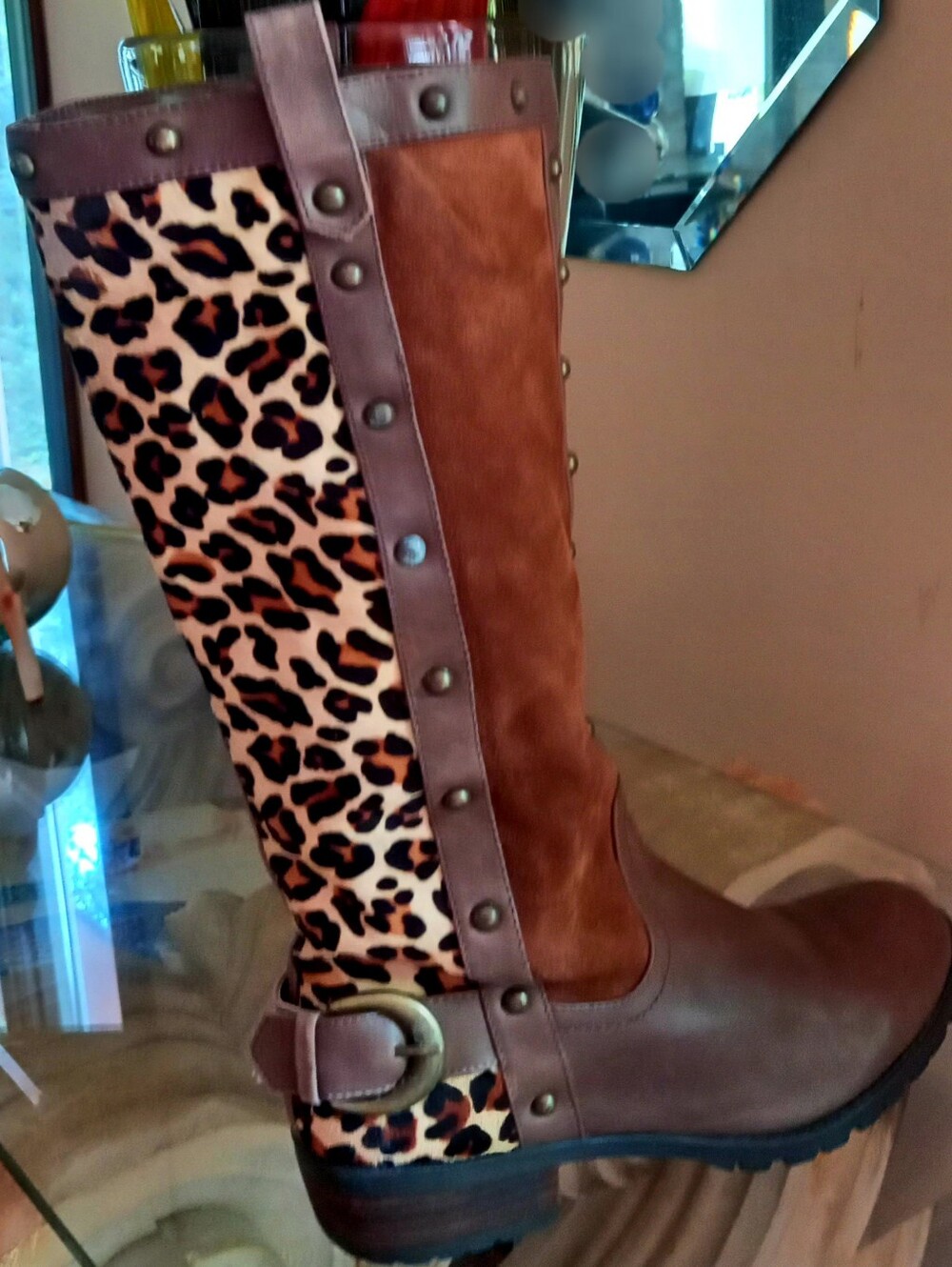 Leopard🐅 Brown Riding Boots